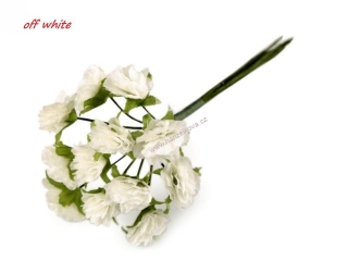 Květ na drátku / off white - polotovar na vývazky Ø10-15 mm
