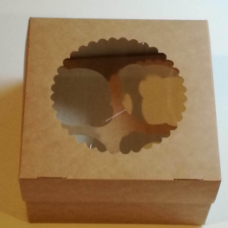 Krabice s okénkem PAP 160x160 v.100mm na 4 muffiny kraft hnědý