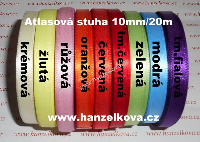 Atlasová stuha zelená 10mm/20m