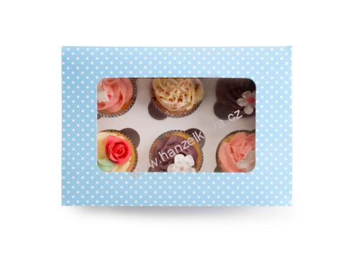 Krabička na 6ks cupcakes modrá