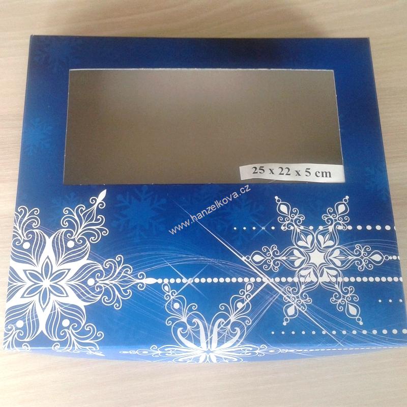 Krabice na cukroví modrá (25 x 22 x 5 cm)