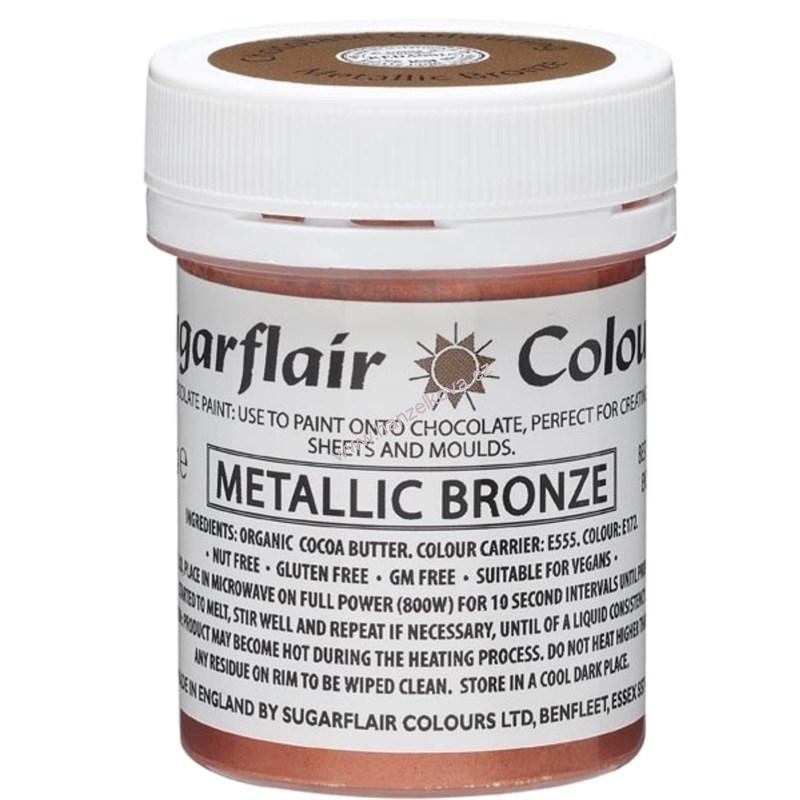 Barva na bázi kakaového másla Sugarflair Metalic Bronze 35g