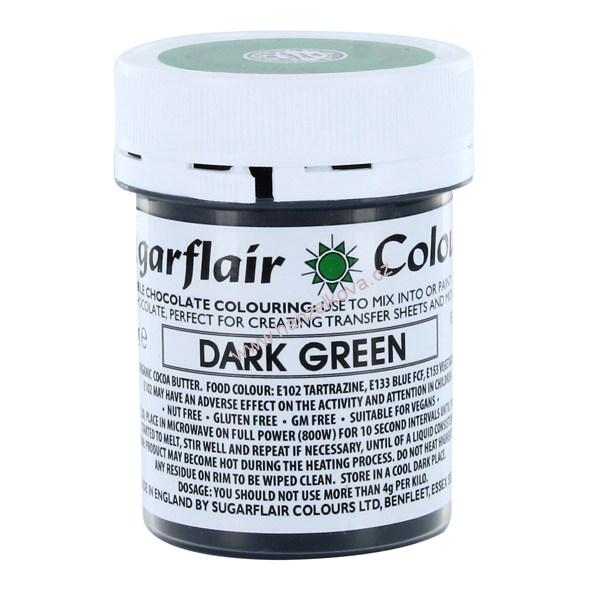 Barva na bázi kakaového másla Sugarflair Dark Green 35g