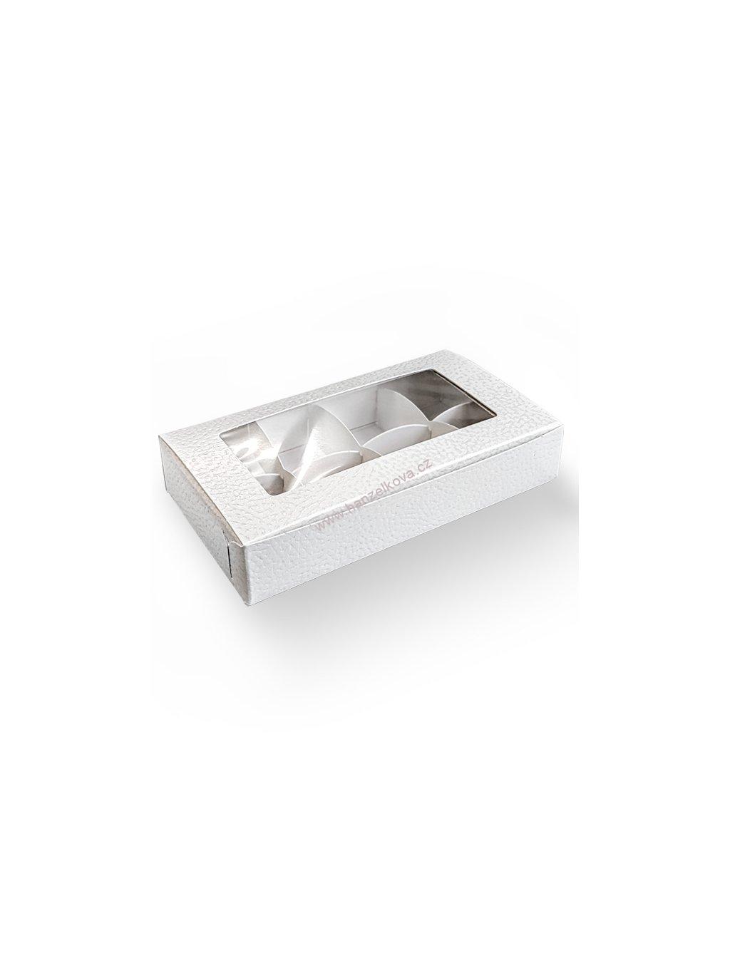Krabička na pralinky bílá kůže 160x80x30mm s mřížkou