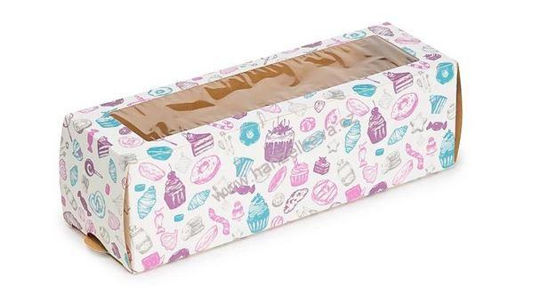 Krabice ECO na 6 makronek vysouvací s průzorem, dekor Sweet