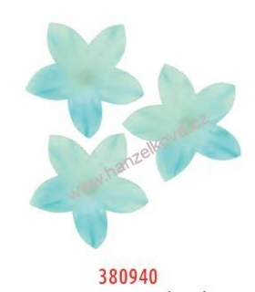 Dekorace z jedlého papíru - květ mini stínovaný modrý 50ks
