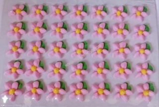 Cukrové zdobení - květy s lístkem růžové