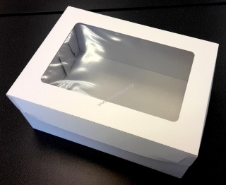Krabice bílá obdélníková s okénkem (36 x 26 x 16 cm)