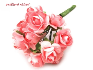 Růže na drátku prášková růžová - polotovar na vývazky Ø20 mm