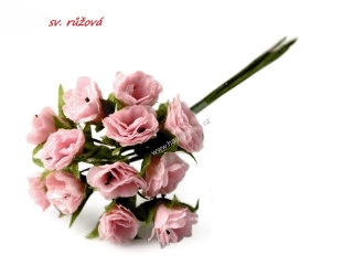 Květ na drátku / sv. růžová - polotovar na vývazky Ø10-15 mm