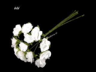 Květ na drátku / bílá - polotovar na vývazky Ø10-15 mm