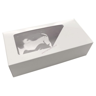Krabice na zákusky bílá s okénkem 22x11x6cm