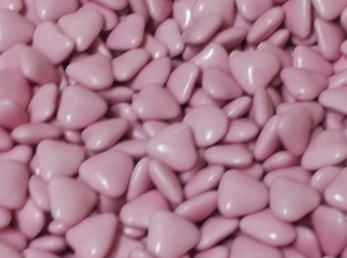 Srdíčka čokoládová růžová - konfety  50g