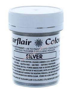 Barva na bázi kakaového másla Sugarflair Silver 35g