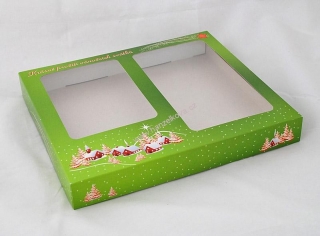 Krabice vánoční zelená 30x25x3,7cm