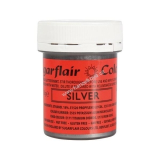 Tekutá glitterová barva Sugarflair Silver